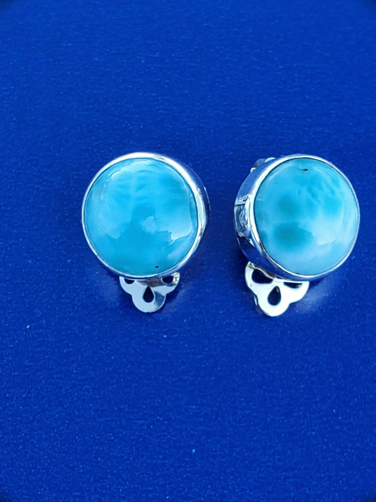 Earrings - Clip-on Larimar Earrings