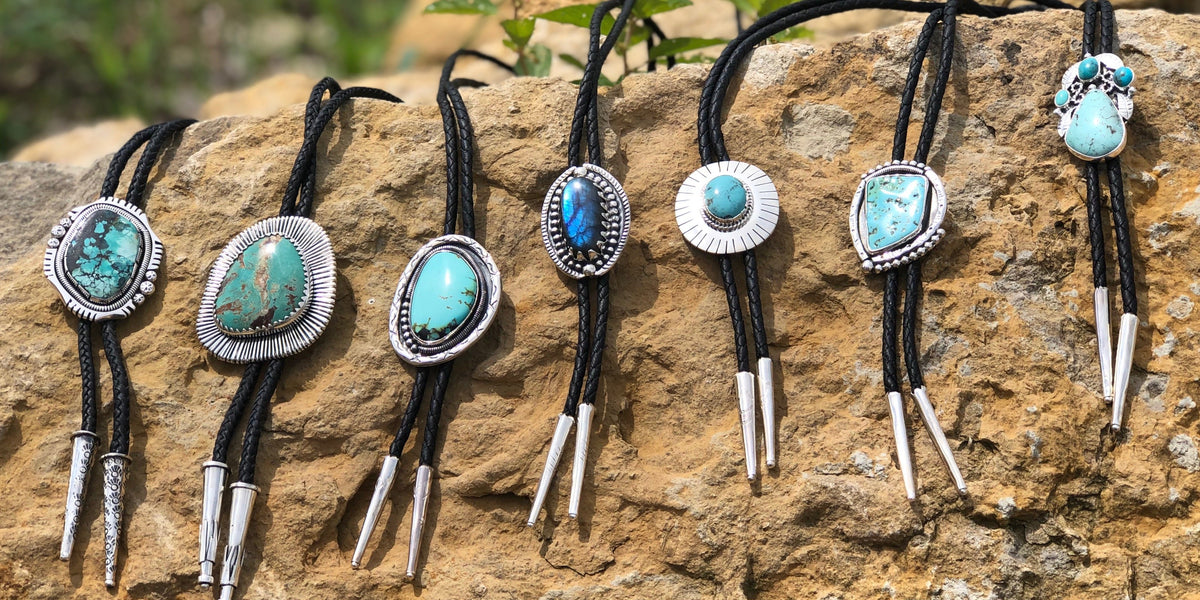 Silver turquoise sale bolo tie