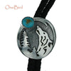 Bolo Ties - Turquoise Bolo Tie With Hand Carved Wolf BT0026