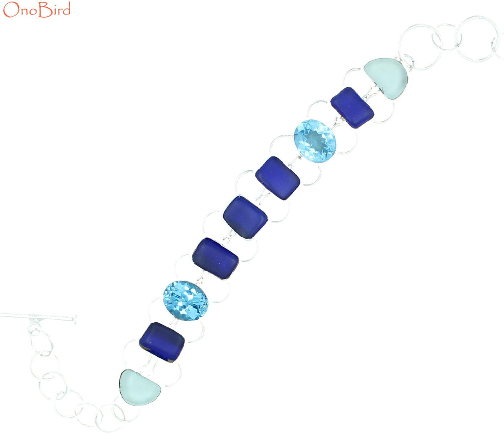Bracelets - Beach Glass "Blues" Bracelet