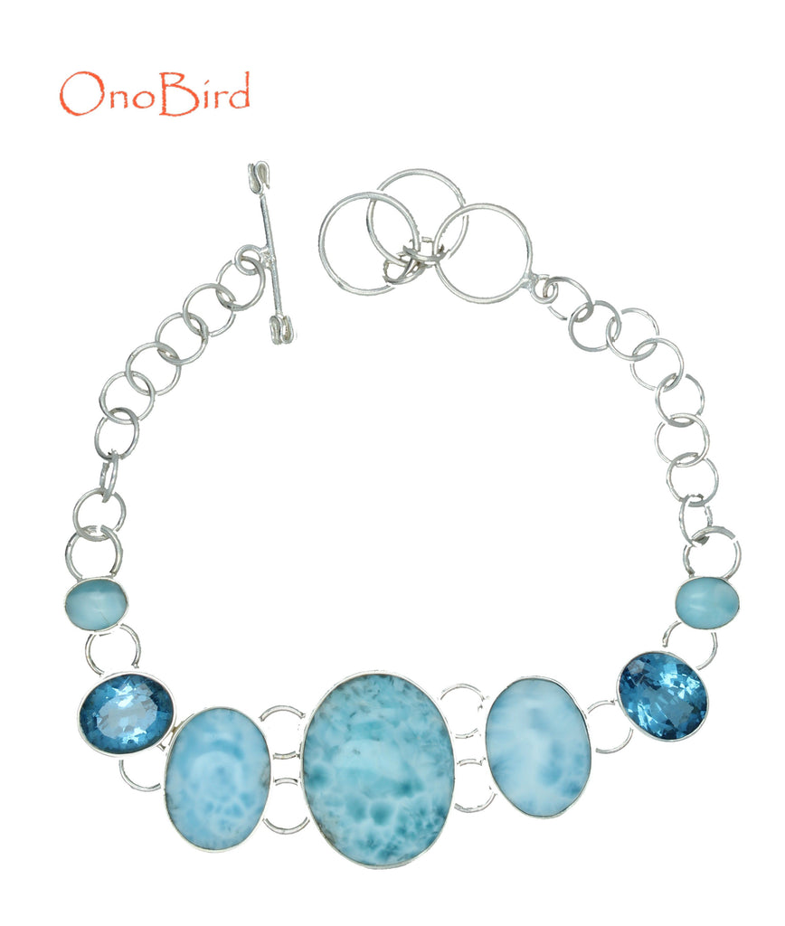 Bracelets - Larimar-Blue Topaz Bracelet
