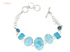 Bracelets - Larimar/Sea Glass/Lab-Blue Topaz Linked Bracelet