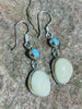 Earrings - Fossilized Walrus Earrings With Sleeping Beauty Turquoise