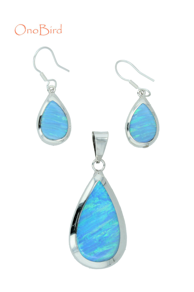 Earrings - Opal Earrings And Pendant Set