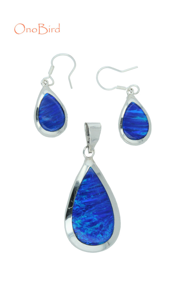 Earrings - Opal Earrings And Pendant Set